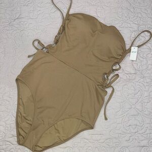NWT Beige/Tan Aerie one piece bathing suit size large